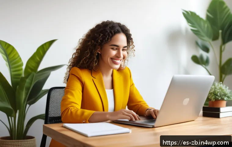 소셜미디어 활용한 개인 브랜드 구축하기 - A confident young Hispanic woman sitting at a modern desk in a bright home office, smiling warmly as...